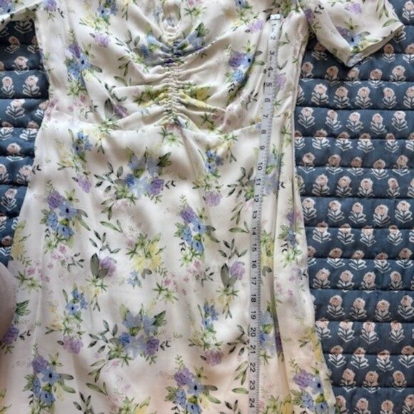NWT Designer The Kooples Dress // White Blue Floral // Size 3, Large - Picture 5 of 9